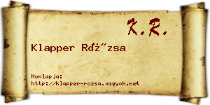 Klapper Rózsa névjegykártya